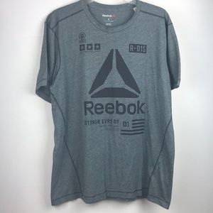 REEBOK L GRAY SPEED WICK COTTON BLEND T SHIRT S/S